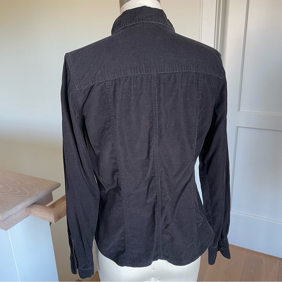 Gloria Vanderbilt Black Fine Rib Corduroy Cotton Snap Front Shirt, Women’s S - Picture 2 of 4
